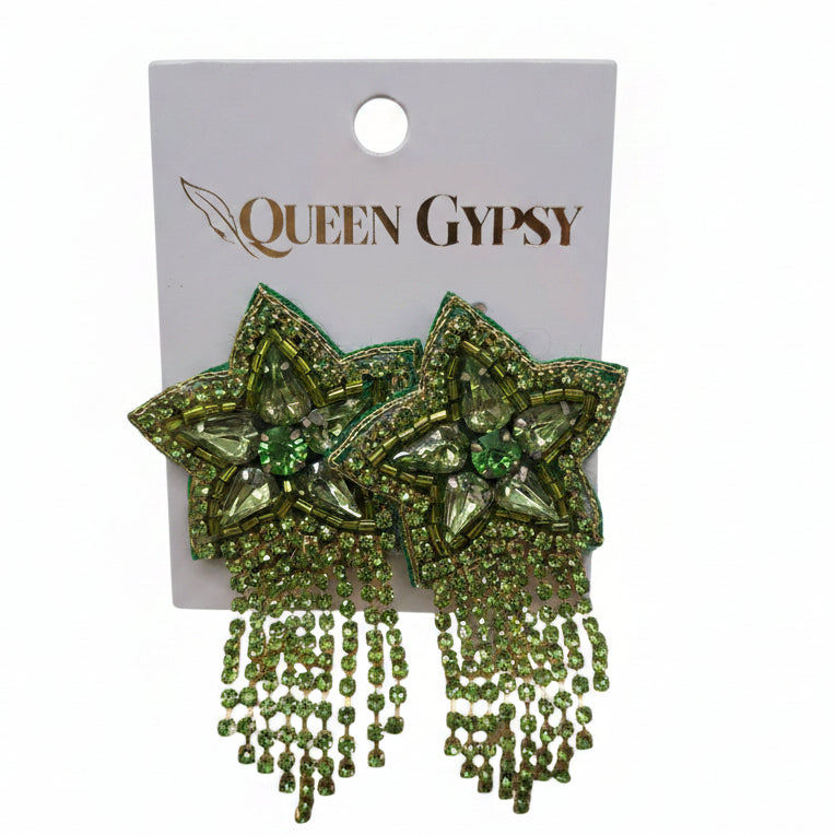 Rhinestone Star Tassel Earrings