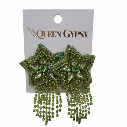 Rhinestone Star Tassel Earrings