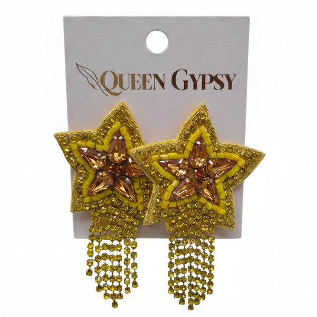 Rhinestone Star Tassel Earrings