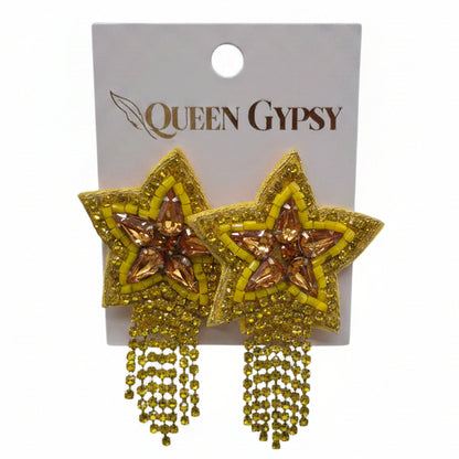 Rhinestone Star Tassel Earrings