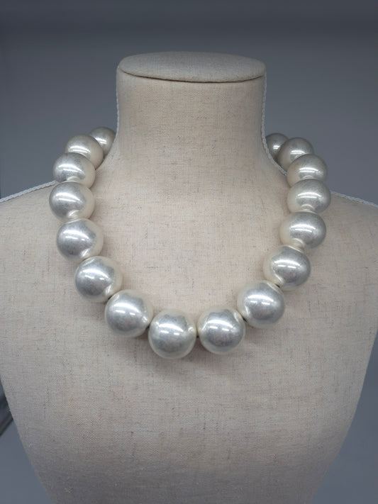 Muted Silver Ball Necklace