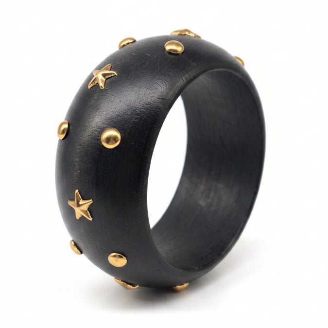 Stars and Studs Wooden Bangle