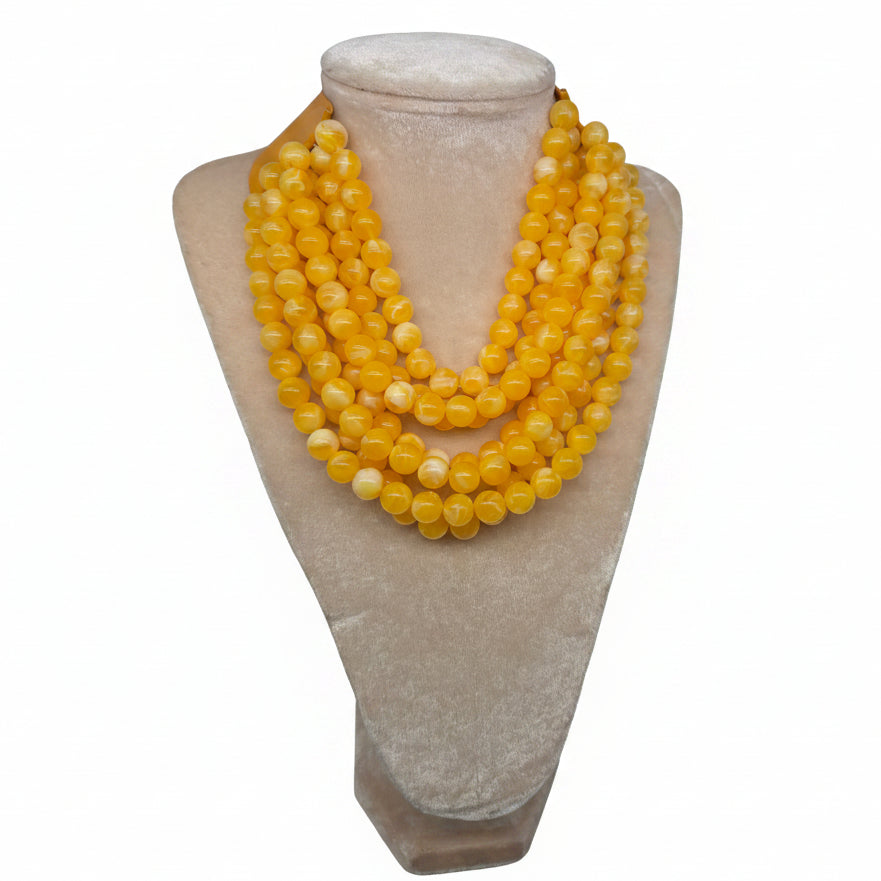 Marble Faceted Acrylic Ball Bead Multi Strand Layered Faux Leather Magnetic necklace 7strand