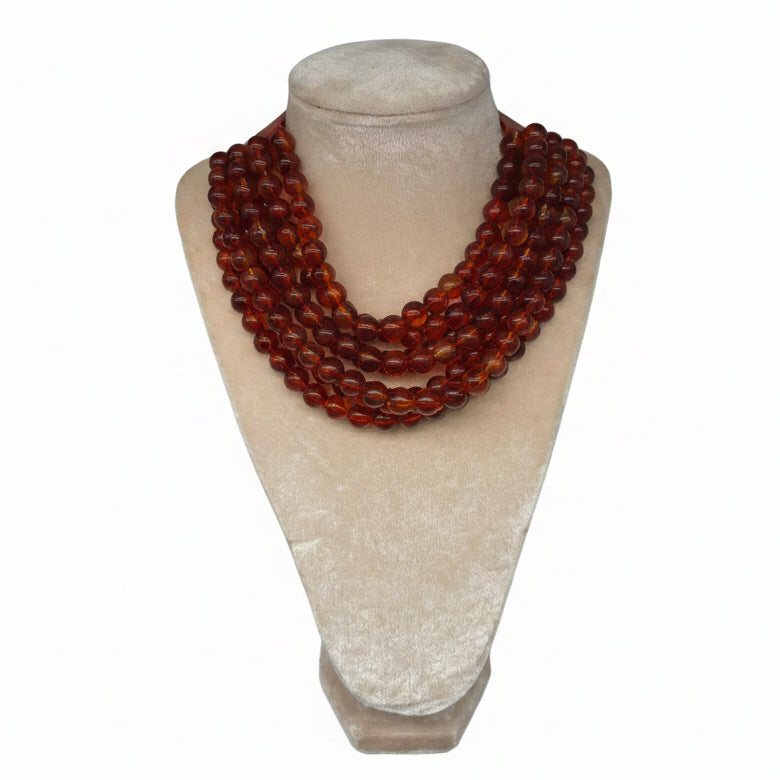 Marble Faceted Acrylic Ball Bead Multi Strand Layered Faux Leather Magnetic necklace 7strand