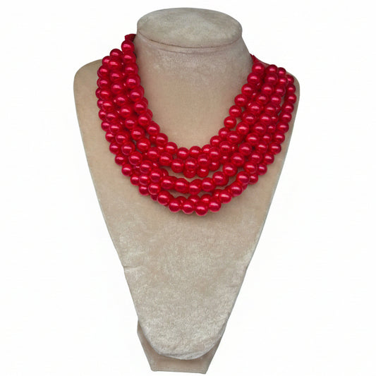 Pearlized Bead Multi Strand Layered Faux Leather Magnetic necklace 7strand