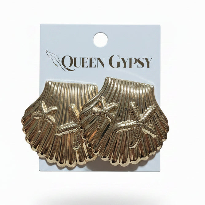 Gold Starfish & Scallop Studs