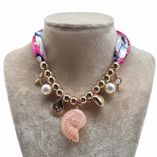 Nautilus Drop Charm Necklace