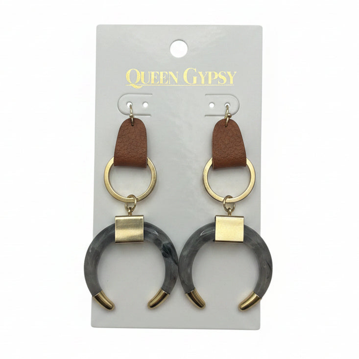 Smoky Crescent Drop Earrings