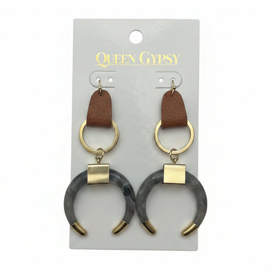 Smoky Crescent Drop Earrings