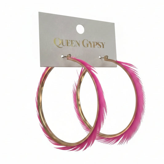 Hot Pink Feathered Hoops