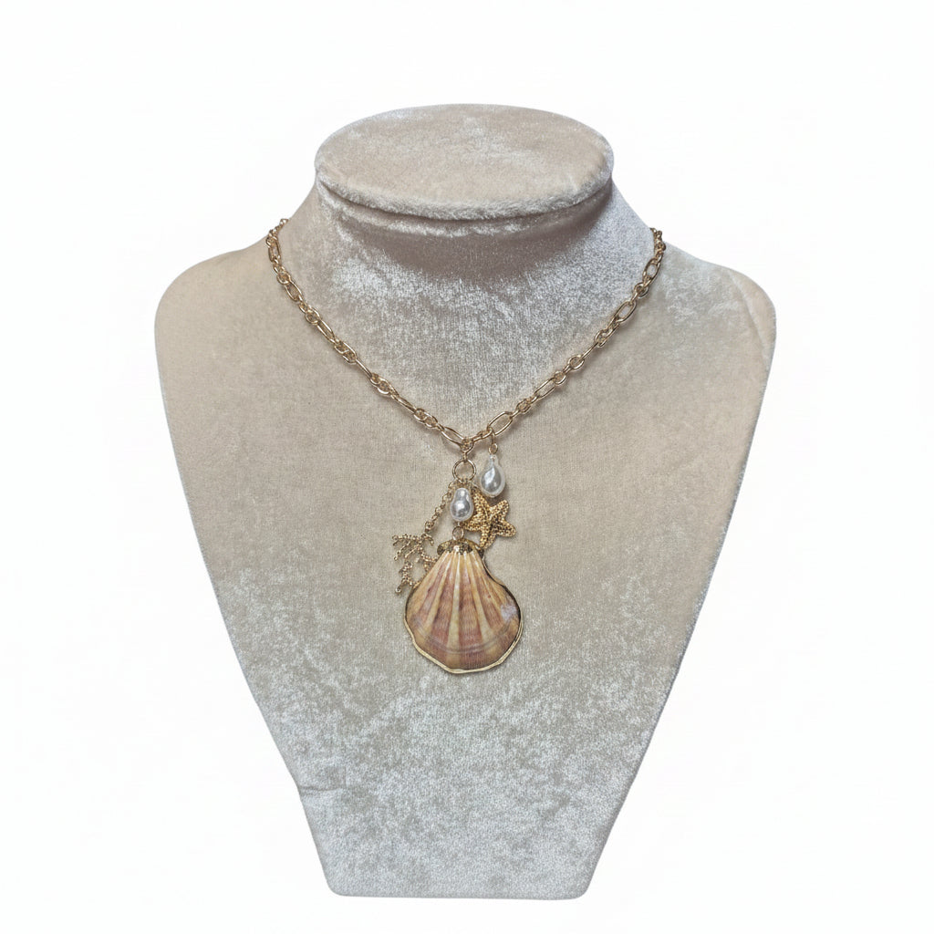 Seashell Starfish Pearl Necklace