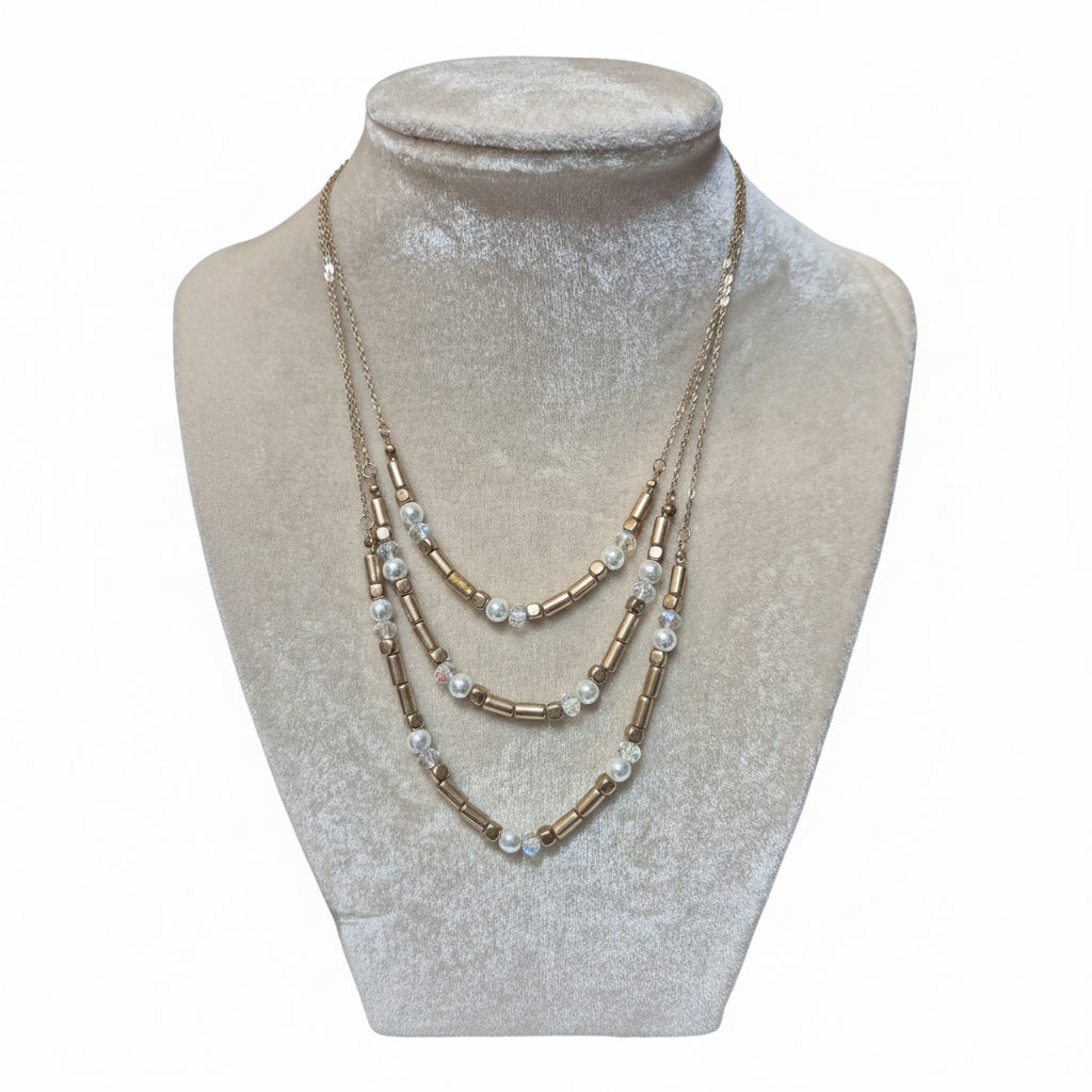 Mosaic Cascade 3-Strand Necklace