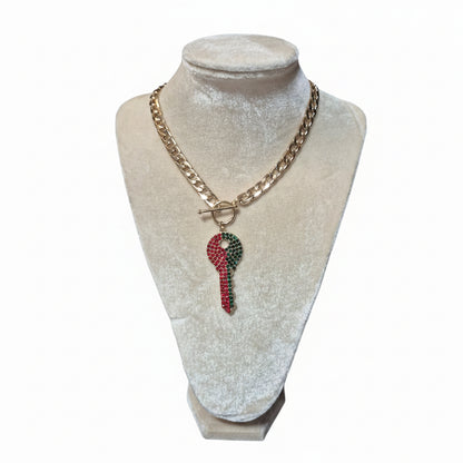Pave Crystal Key Toggle Necklace