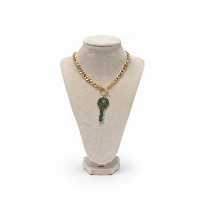 Pave Crystal Key Toggle Necklace
