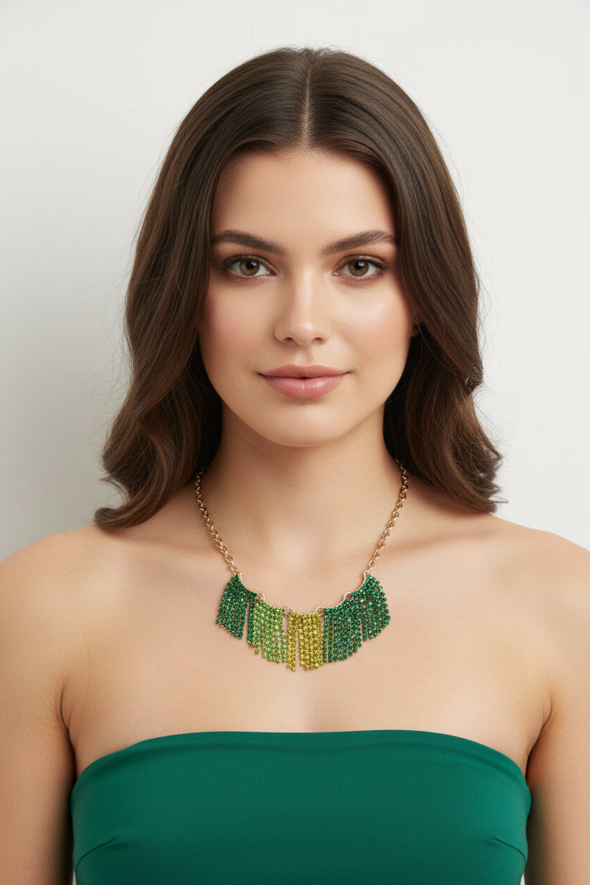 Rhinestone Waterfall Necklace