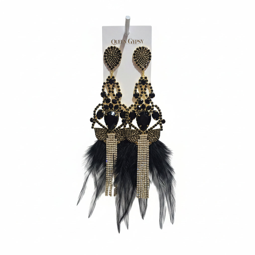Crystal Chandelier & Feathered Dream Earring
