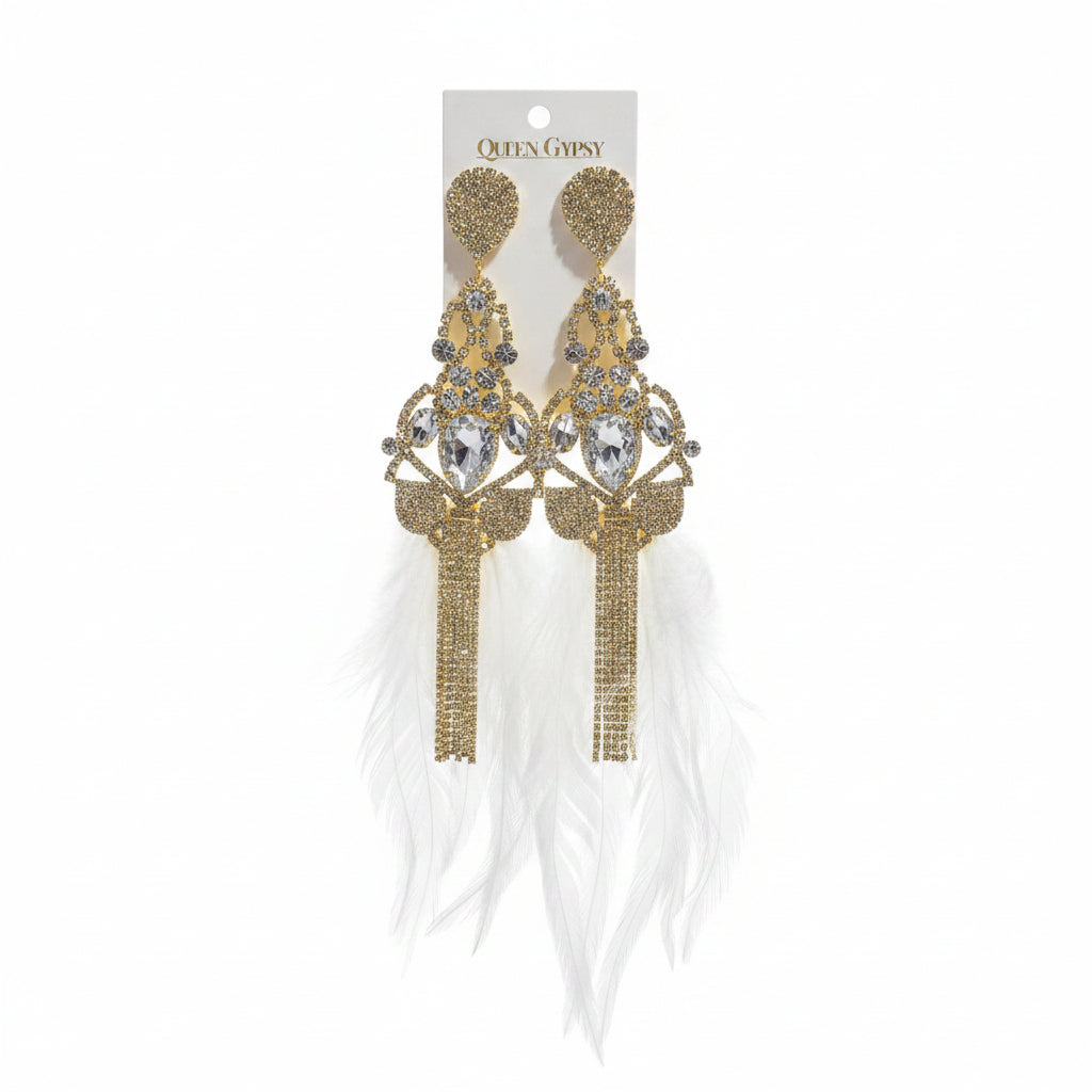 Crystal Chandelier & Feathered Dream Earring