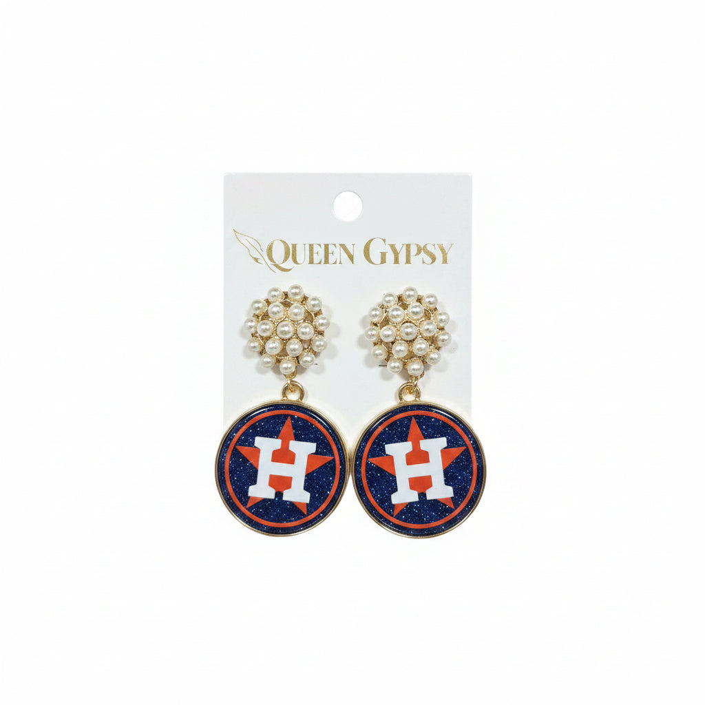 Astros Pearl & Glitter Earrings