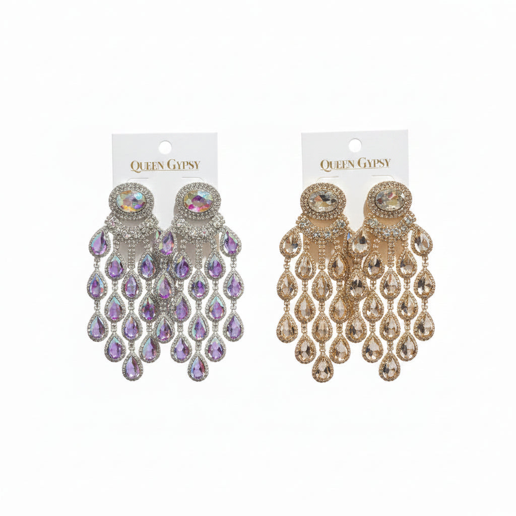 Grand Peacock Chandelier Earrings