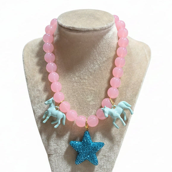 Prancing Ponies & Pave Star Statement Necklace