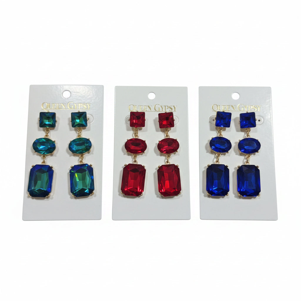 Sovereign Jewel Triple Drop Earrings
