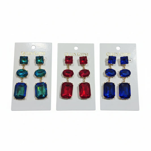 Sovereign Jewel Triple Drop Earrings