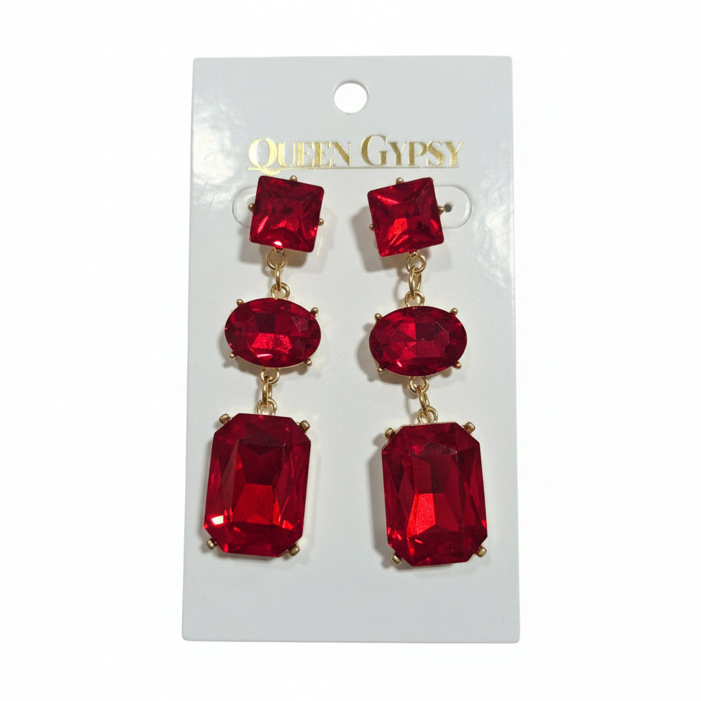 Sovereign Jewel Triple Drop Earrings