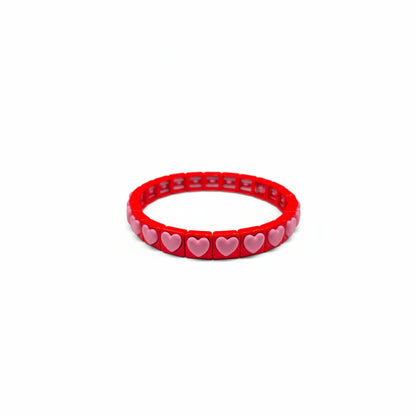 Heart to Heart Tile enamel stretch Bracelet
