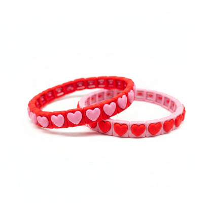 Heart to Heart Tile enamel stretch Bracelet