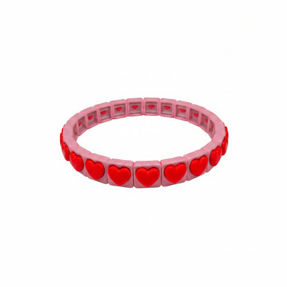 Heart to Heart Tile enamel stretch Bracelet