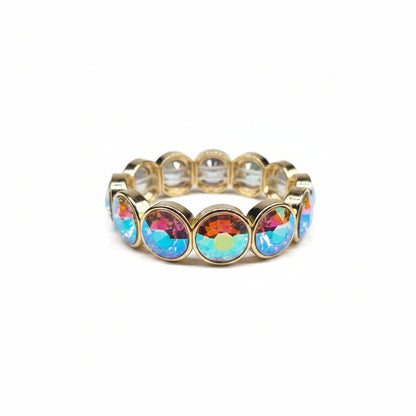 Chunky Round Bezel set AB Stretch Bracelet