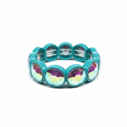 Chunky Round Bezel set AB Stretch Bracelet