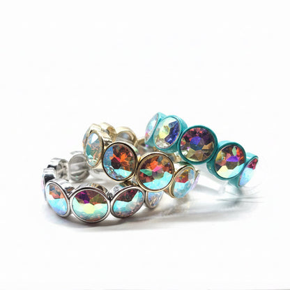 Chunky Round Bezel set AB Stretch Bracelet