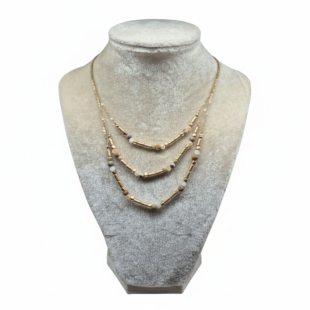 Mosaic Cascade 3-Strand Necklace