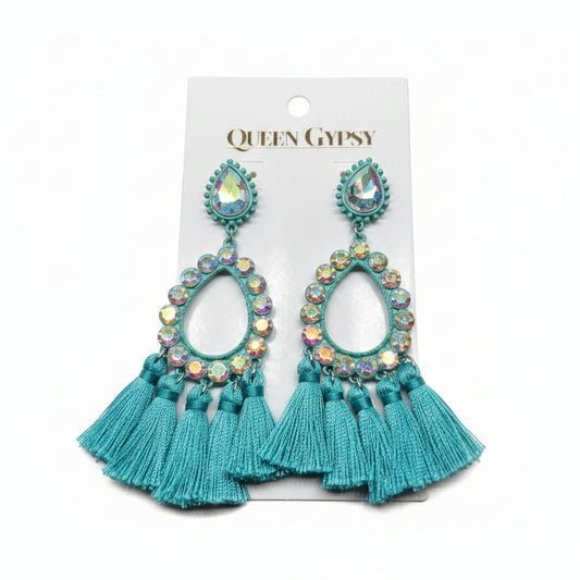 Teal Me Everything Tassel Earrings