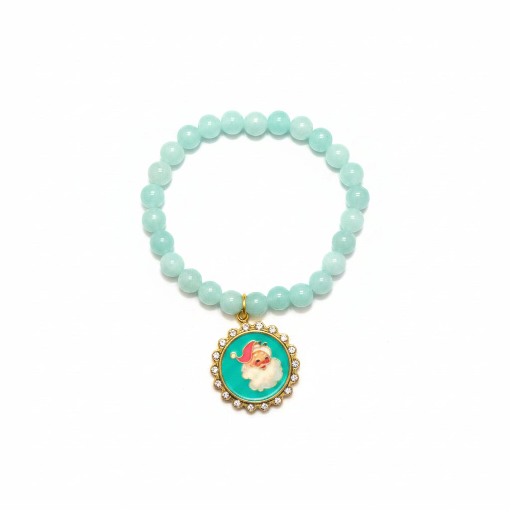 Turq Smiling Santa Gold Bezel bracelet