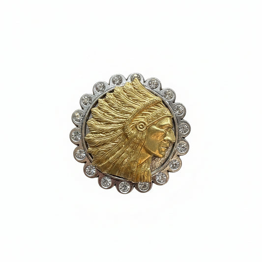 Mixed Metal Vintage Indian Bezel Ring