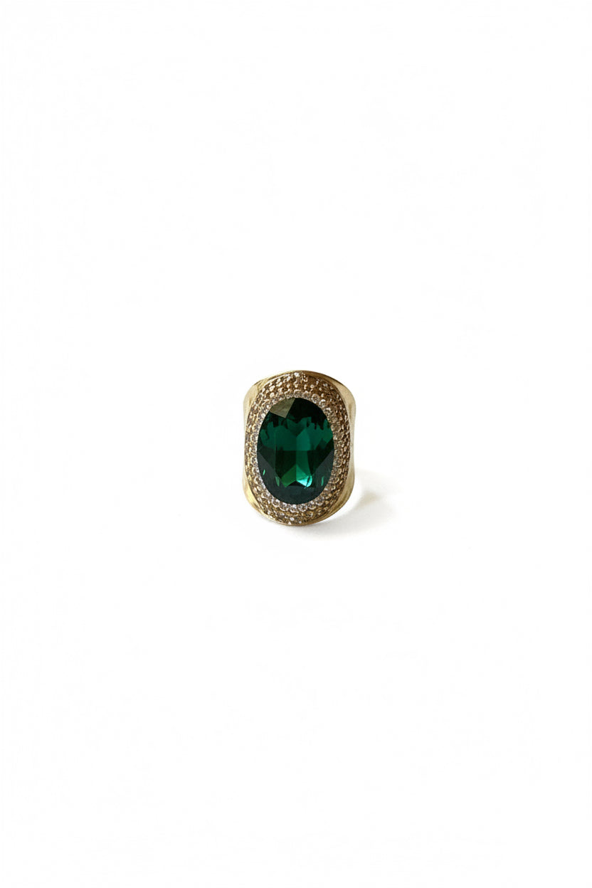 Hammered Gold Pave' Adjustable Stone Ring