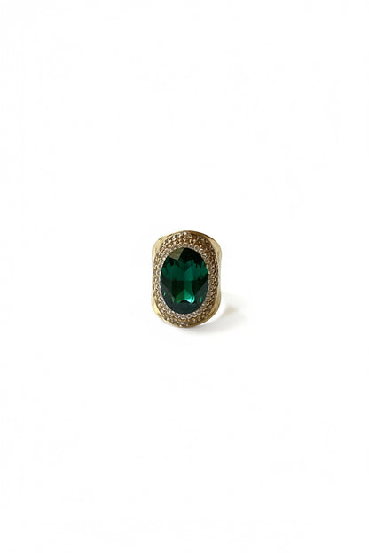 Hammered Gold Pave' Adjustable Stone Ring