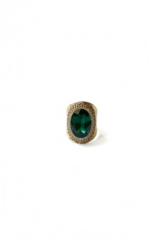 Hammered Gold Pave' Adjustable Stone Ring