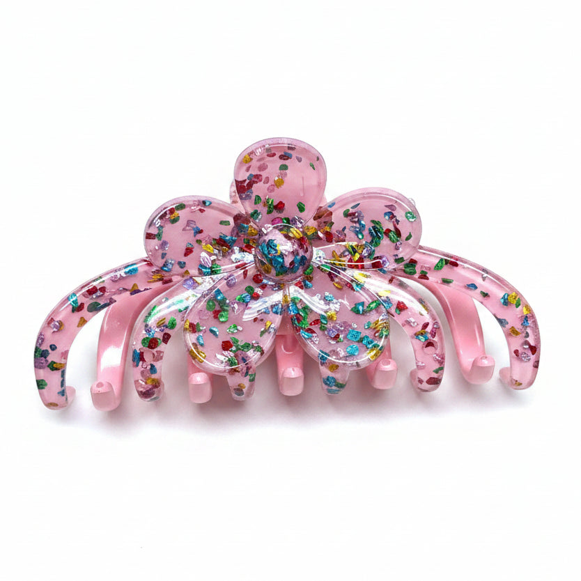 Multi Glitter Daisy Hair Clip
