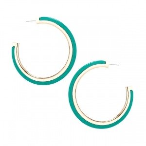Classic Color Gold Inlay Hoop Earring Assorted