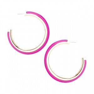 Classic Color Gold Inlay Hoop Earring Assorted