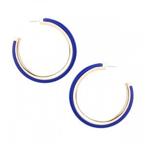 Classic Color Gold Inlay Hoop Earring Assorted