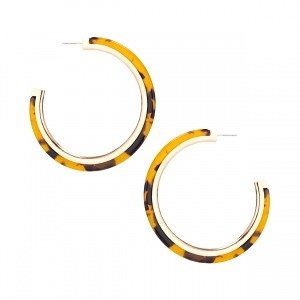 Classic Color Gold Inlay Hoop Earring Assorted