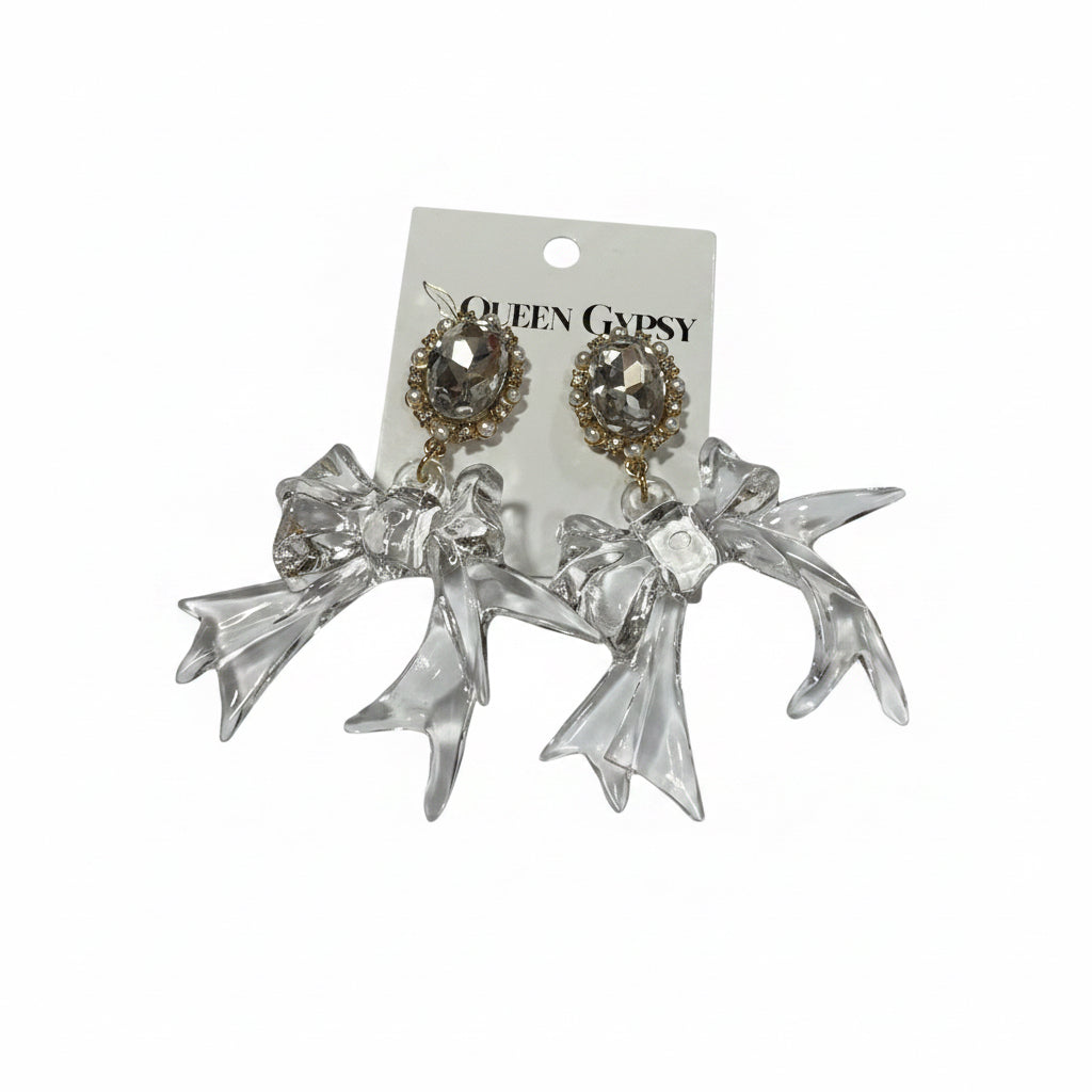 Lucite Holiday Bow Earring