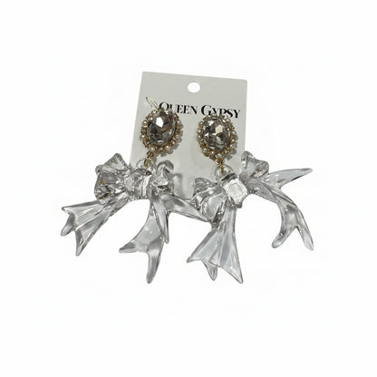 Lucite Holiday Bow Earring