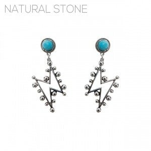 Silver Lightning bolt w/Turq Earring