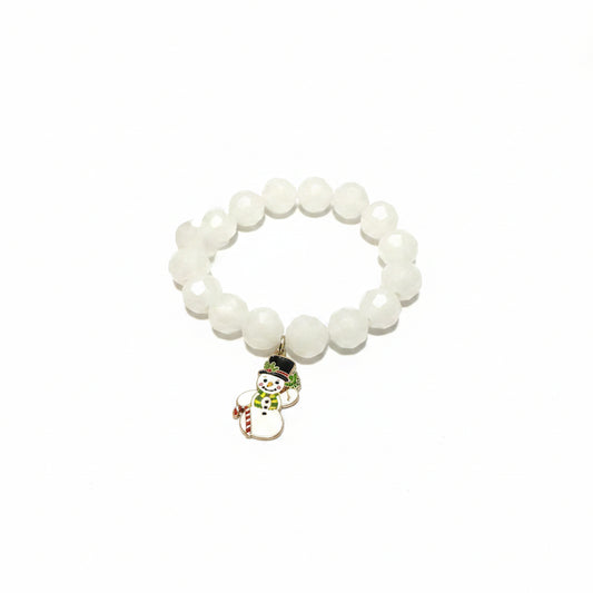 Lrg Opaque White Snowman Bracelet
