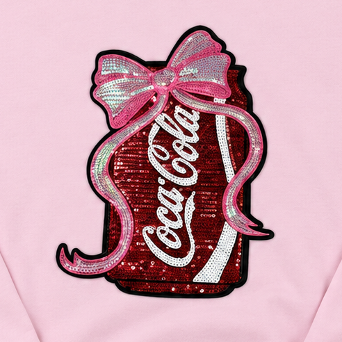 Cola Sequin Patch Sweatshirt on Pink